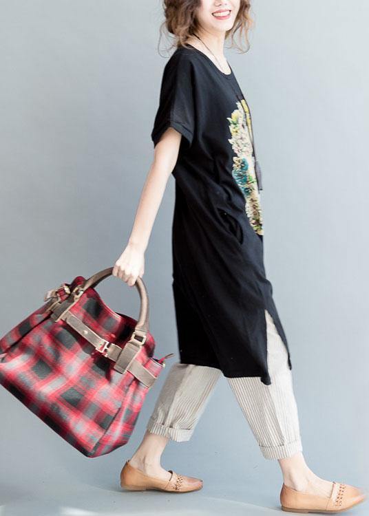 Fine Gray Side Open Letter O Neck Holiday Cotton Dress - SooLinen