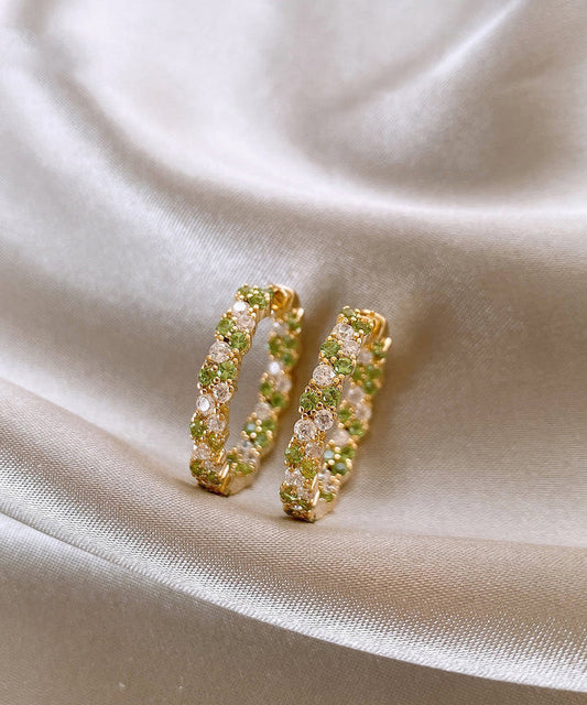 Fine Green Copper Overgild Zircon Hoop Earrings