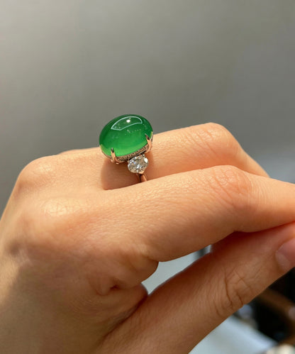 Fine Green Sterling Silver Zircon Jade Rings