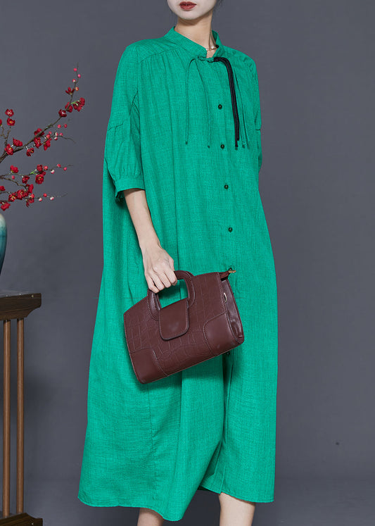 Fine Green Tasseled Oversized Cotton Robe Dresses Summer