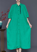 Fine Green Tasseled Oversized Cotton Robe Dresses Summer
