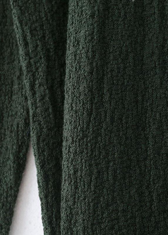 Fine Green Turtleneck Patchwork Fall Knit Sweater Dress - SooLinen