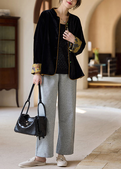 Fine Jacquard Wear On Both Sides Silk Velvet Coat Outwear Spring