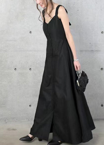 Fine Khaki Back Lace Up Exra Large Hem Cotton Dress Summer