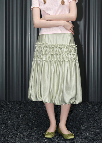 Fine Lake Green Ruffled Silk Skirts Summer
