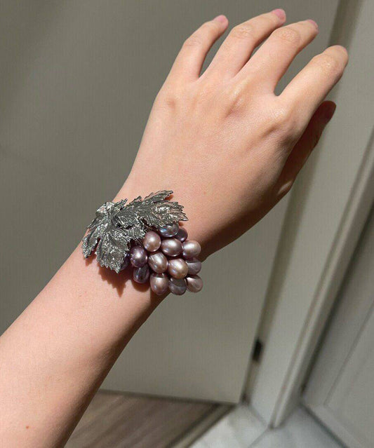 Fine Light Purple Alloy Grape Chain Bracelet