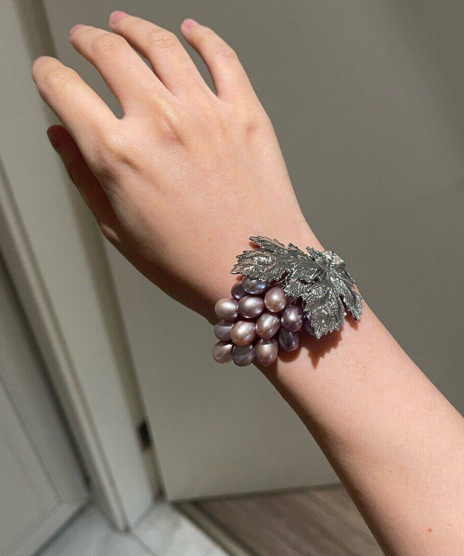 Fine Light Purple Alloy Grape Chain Bracelet