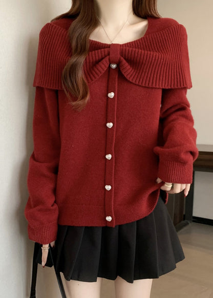 Fine Mulberry Love Buttons Warm Knit Sweater Tops Winter