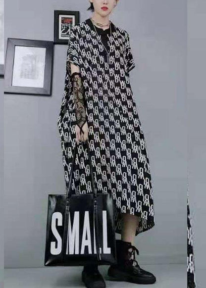 Fine Newspaper Print low High Design Button Pockets Summer Maxi Dresses - SooLinen