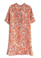 Fine Orange Stand Collar Print Patchwork Chiffon Dresses Summer