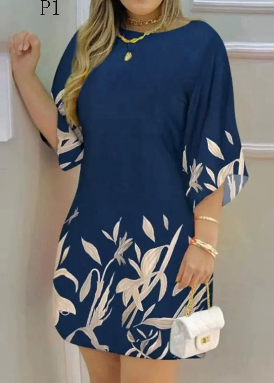 Fine Oversized Print Cotton Holiday Dress Summer