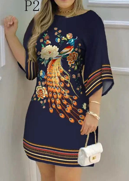 Fine Oversized Print Cotton Holiday Dress Summer