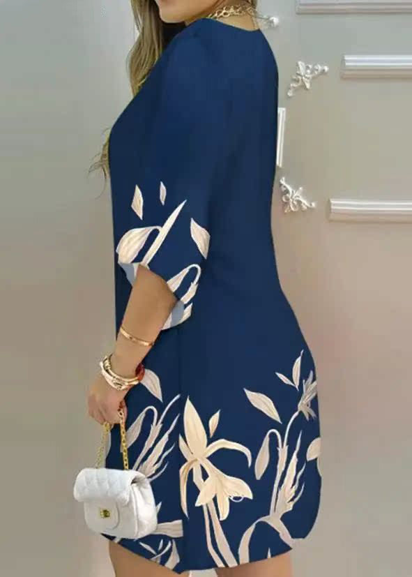 Fine Oversized Print Cotton Holiday Dress Summer