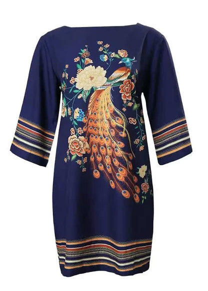 Fine Oversized Print Cotton Holiday Dress Summer