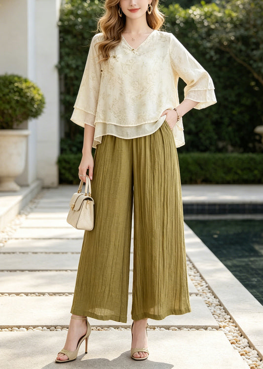Fine Oversized Print Cotton Two Pieces Set Summer