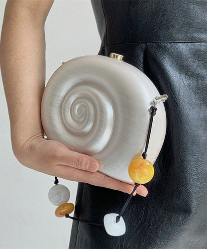 Fine Pearl White Acrylic Snail Thread Styling Clutch
