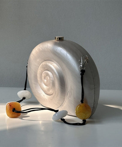 Fine Pearl White Acrylic Snail Thread Styling Clutch