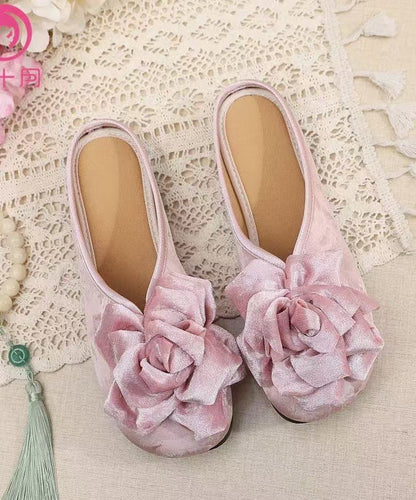 Fine Pink Jacquard Satin Fabric Handmade Flip Flops