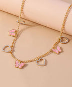 Fine Purple Sterling Silver Overgild Zircon Butterfly Love Pendant Necklace