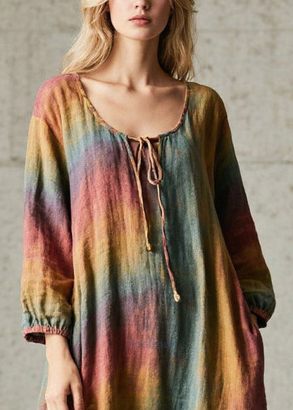 Fine Rainbow Oversized Tie Dye Cotton Dress Fall