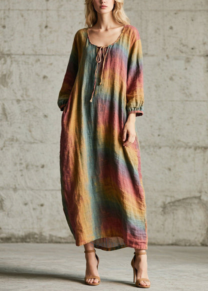 Fine Rainbow Oversized Tie Dye Cotton Dress Fall