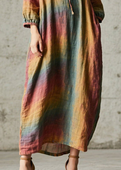 Fine Rainbow Oversized Tie Dye Cotton Dress Fall