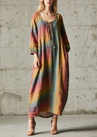 Fine Rainbow Oversized Tie Dye Cotton Dress Fall