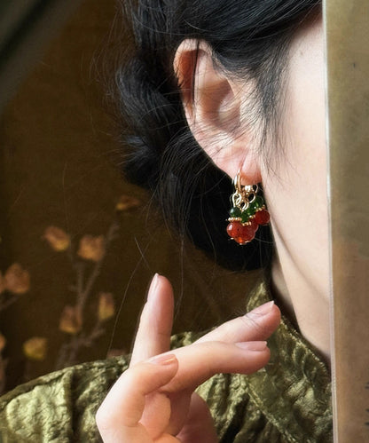 Fine Rainbow Sterling Silver Overgild Beading Hoop Earrings