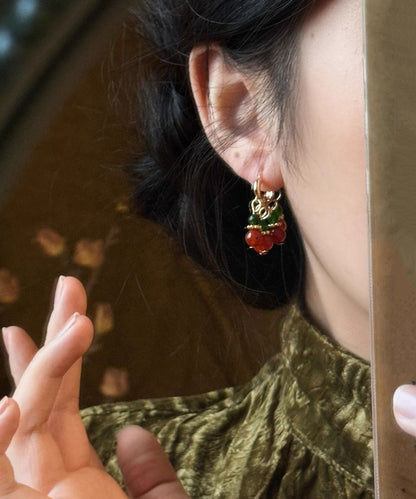 Fine Rainbow Sterling Silver Overgild Beading Hoop Earrings