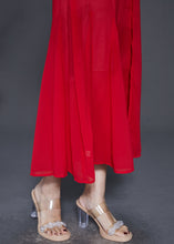 Load image into Gallery viewer, Fine Red Draping Chiffon Holiday Dress Sleeveless