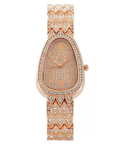 Fine Rose Metal Zircon Quartz Movement Snakelike Watches