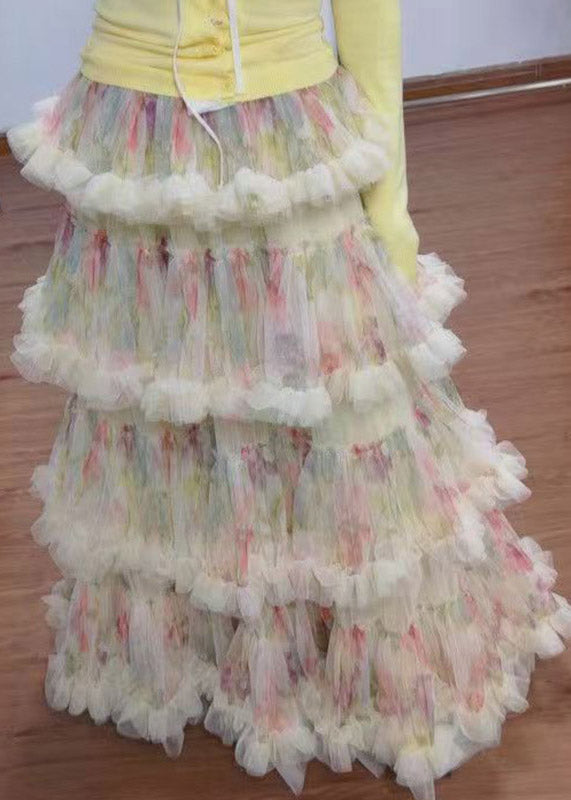 Fine Ruffled Layered Patchwork Tulle A Line Cake Skirt