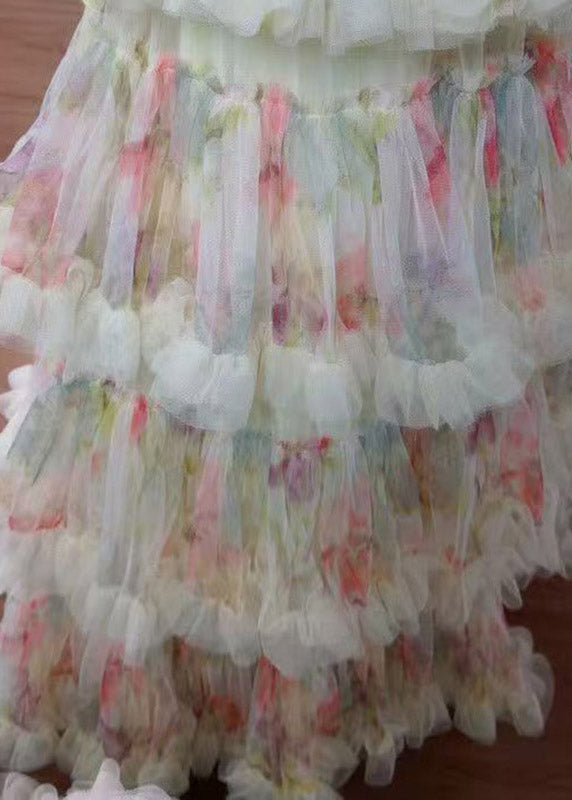 Fine Ruffled Layered Patchwork Tulle A Line Cake Skirt