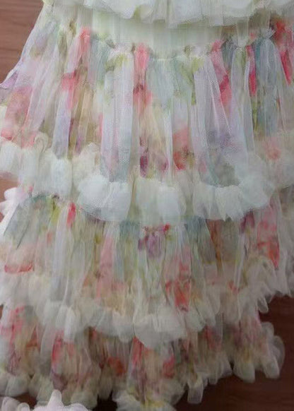 Fine Ruffled Layered Patchwork Tulle A Line Cake Skirt