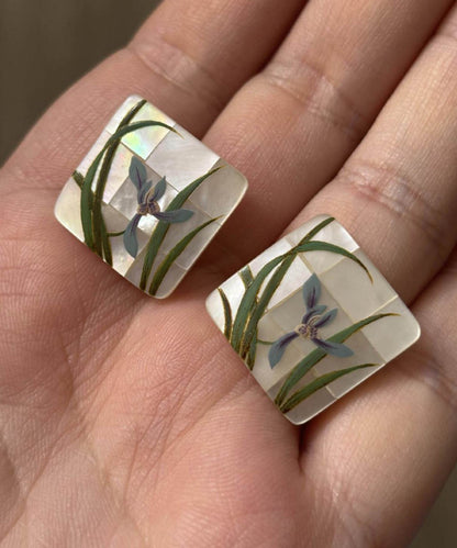 Fine Silk Alloy Floral Stud Earrings