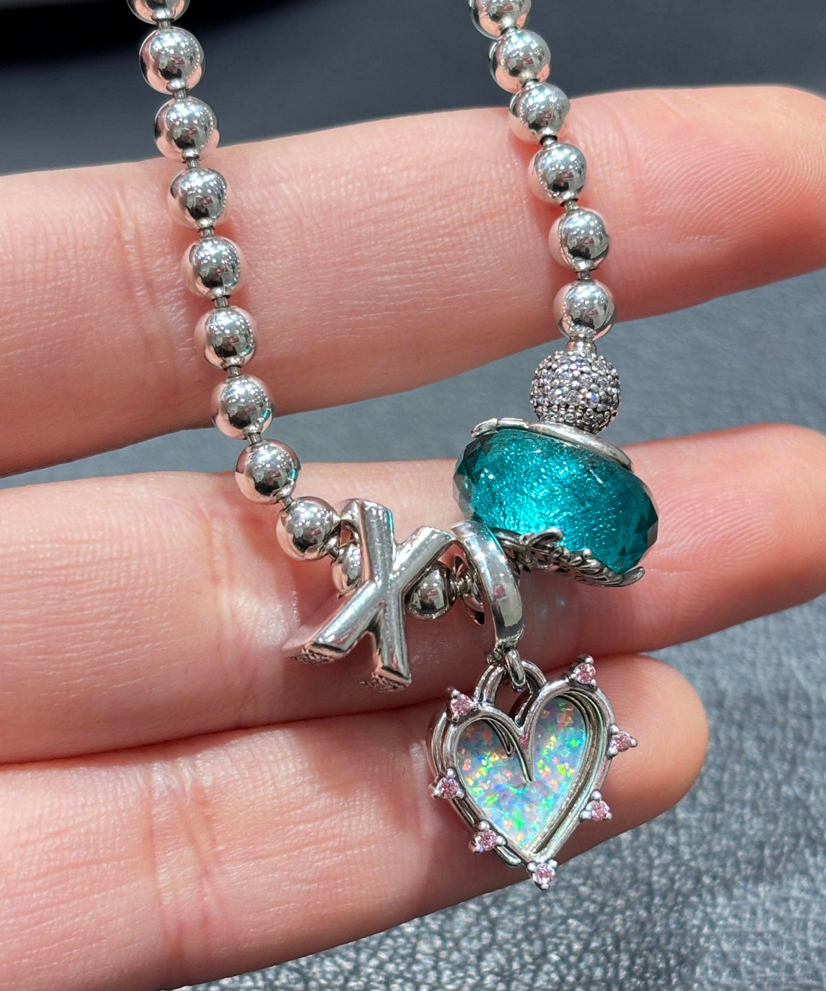 Fine Silk Alloy Zircon Crystal Love Charm Bracelet