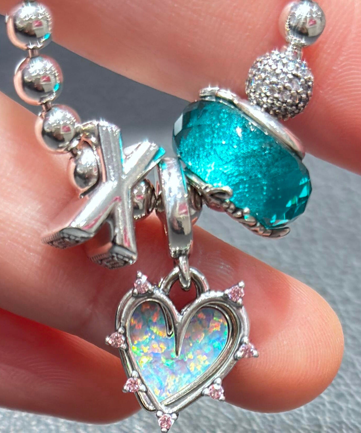 Fine Silk Alloy Zircon Crystal Love Charm Bracelet
