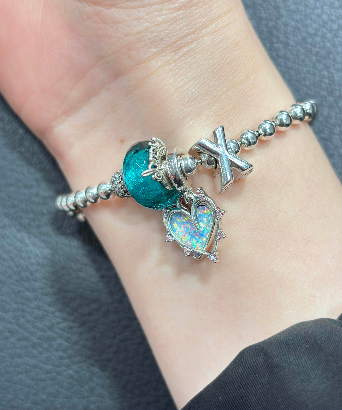 Fine Silk Alloy Zircon Crystal Love Charm Bracelet