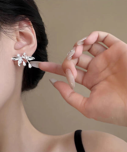 Fine Silk Copper Overgild Zircon Butterfly Stud Earrings