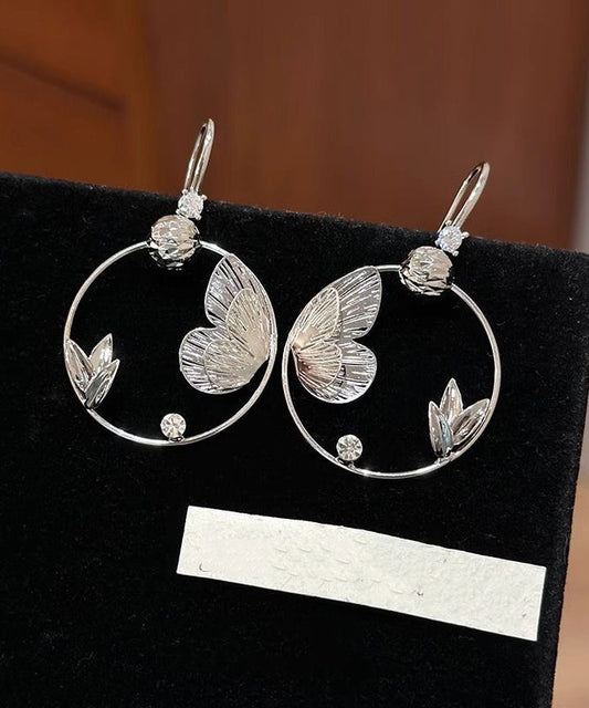 Fine Silk Copper Overigld Zircon Butterfly Hoop Earrings
