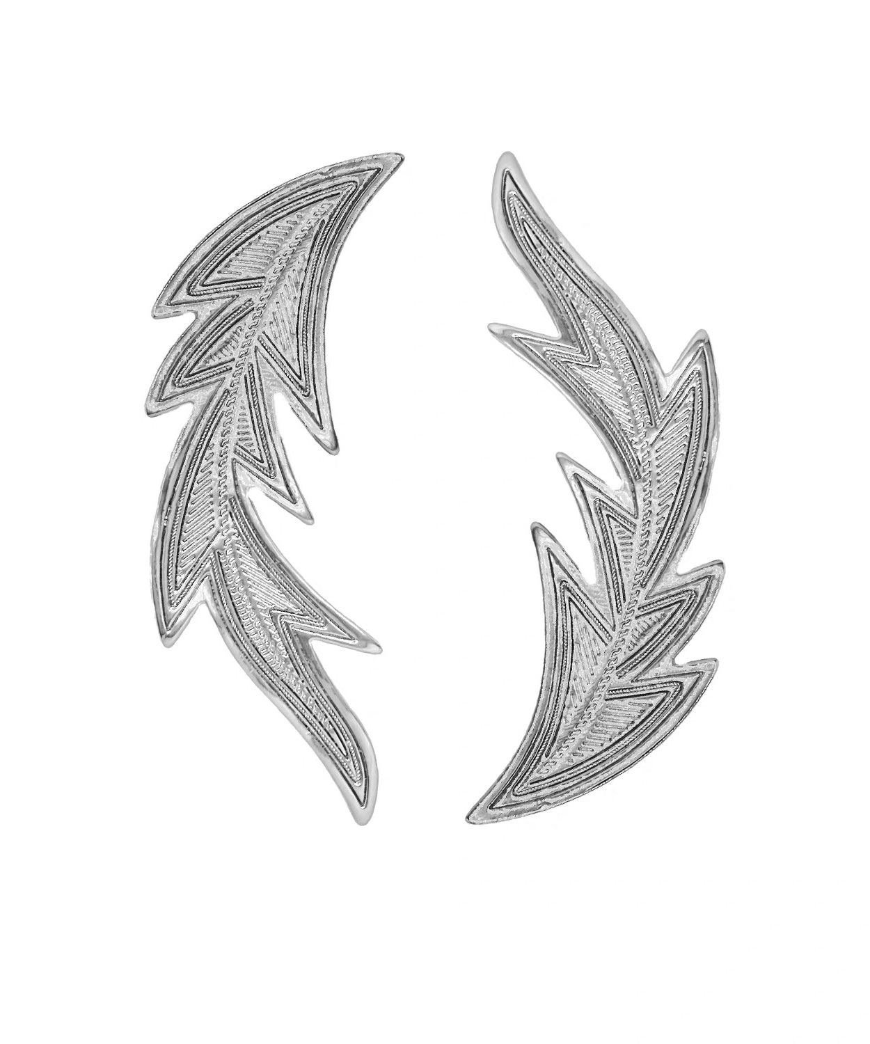 Fine Silk Copper Silver-Plated Feather A Pair Hairpin