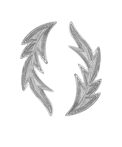 Fine Silk Copper Silver-Plated Feather A Pair Hairpin