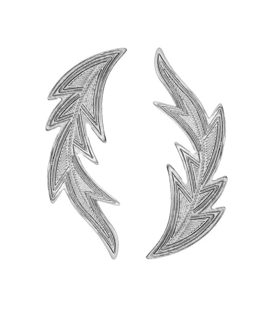 Fine Silk Copper Silver-Plated Feather A Pair Hairpin