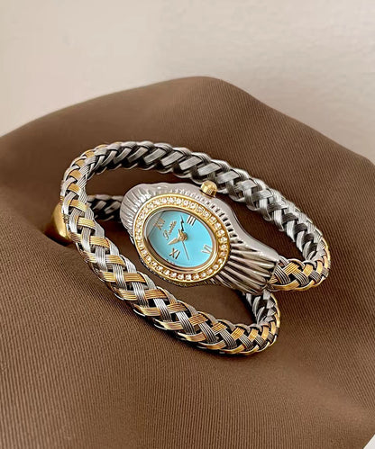 Fine Silk Stainless Steel Zircon Serpentine Waterproof Watch
