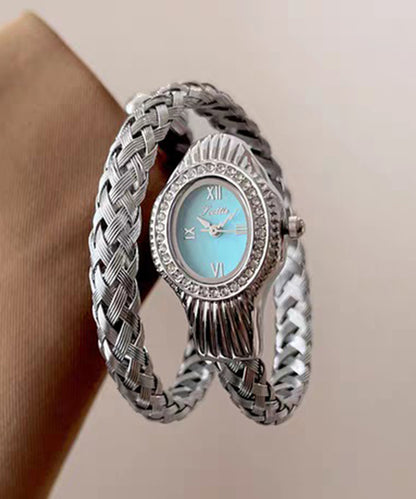 Fine Silk Stainless Steel Zircon Serpentine Waterproof Watch