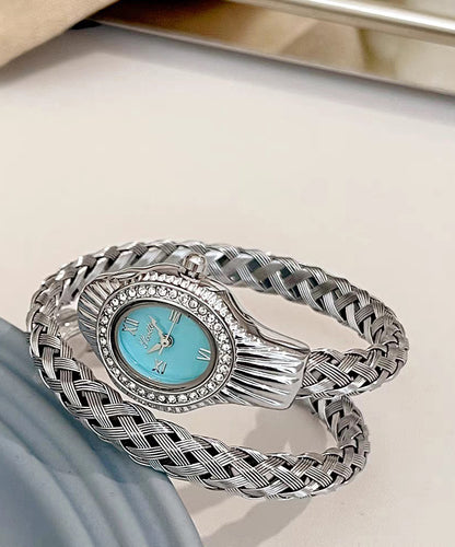Fine Silk Stainless Steel Zircon Serpentine Waterproof Watch