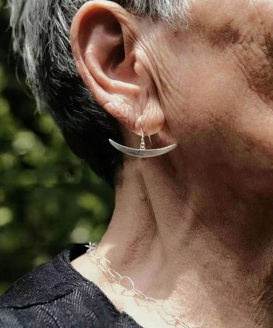 Fine Silk Sterling Silver Boat Drop Earrings