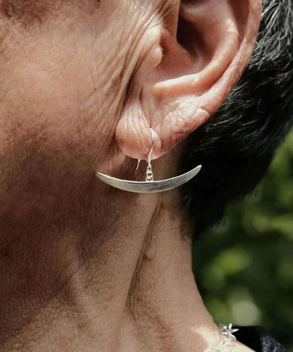 Fine Silk Sterling Silver Boat Drop Earrings