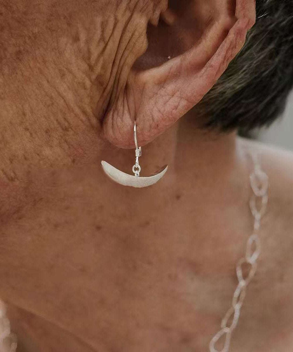Fine Silk Sterling Silver Boat Drop Earrings
