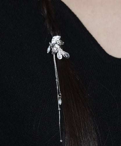 Fine Silk Sterling Silver Crabapple Blossom Tassel Hairpin